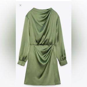 Zara Flowy satin collar dress